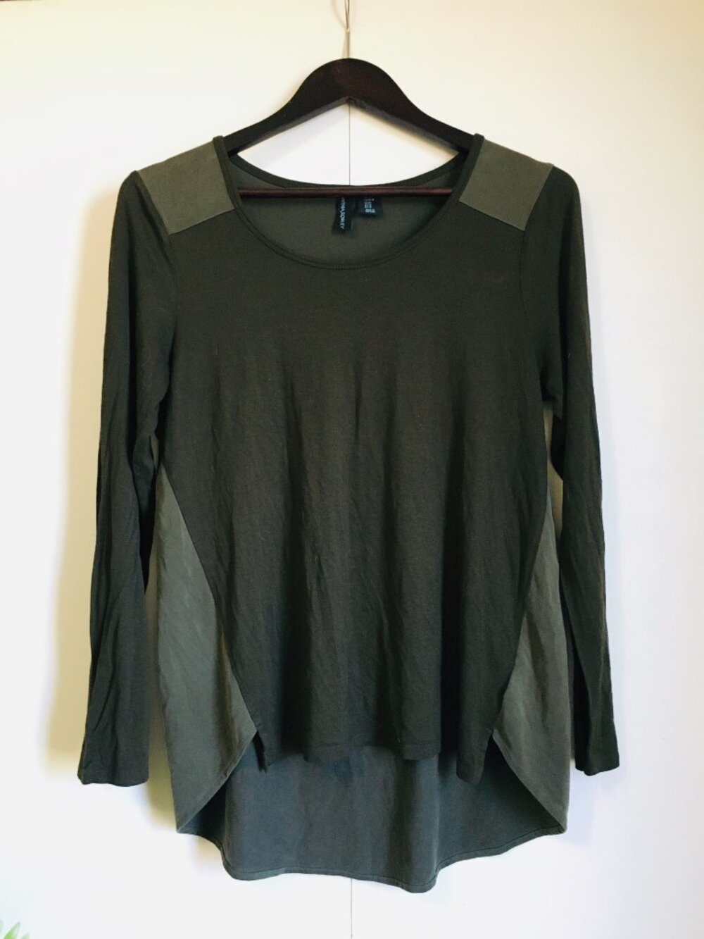 Cynthia Rowley Olive Green Khaki High-Low Top Medium